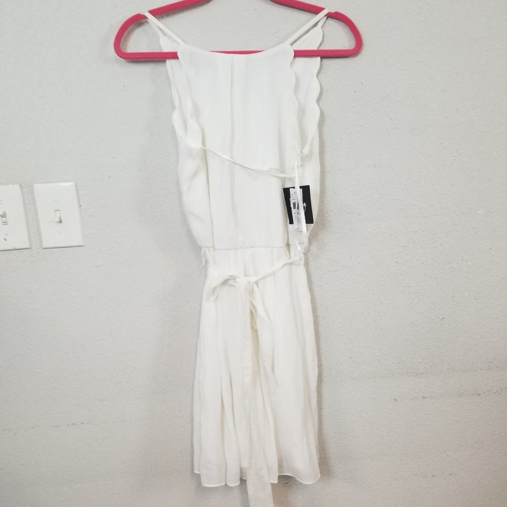 BY&BY Off White Scallop Halter Mini Fit and Flare Belt Dress Size Med